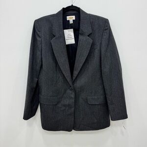 Vintage Talbots 100% Wool Gray Black Button Jacket Blazer Sz 10